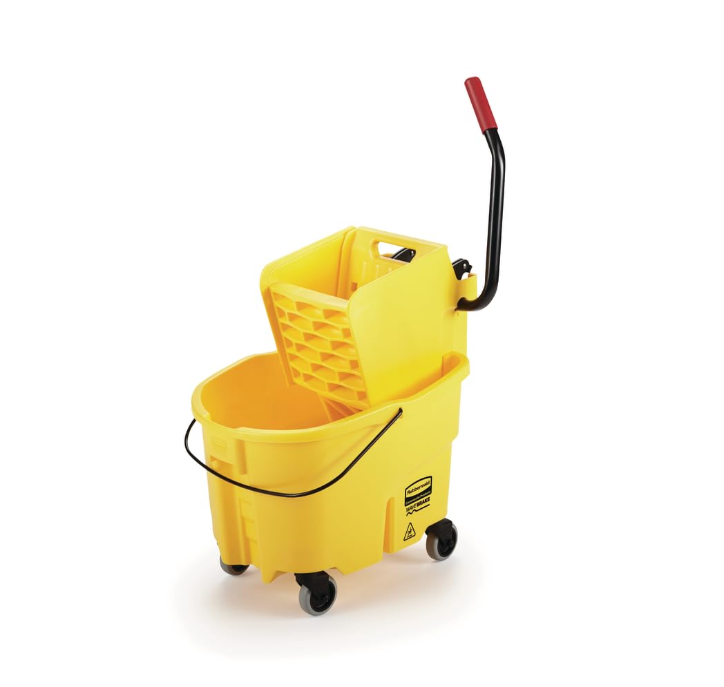26 Qt. Side-Press Mop Bucket and Wringer Combo on Wheels, Yellow Q3204