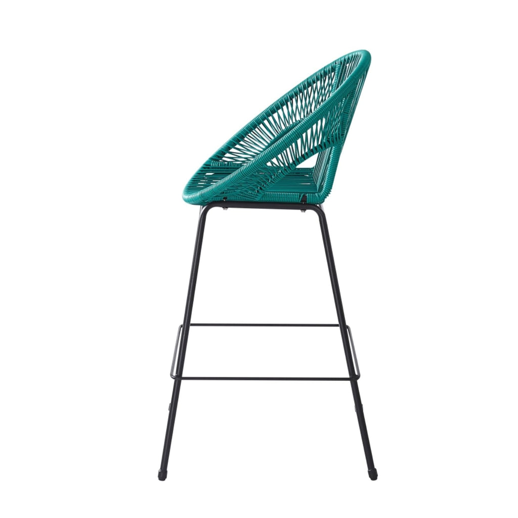 Faux Wicker PE Rattan Bar Stools Set of 2 Teal V4360