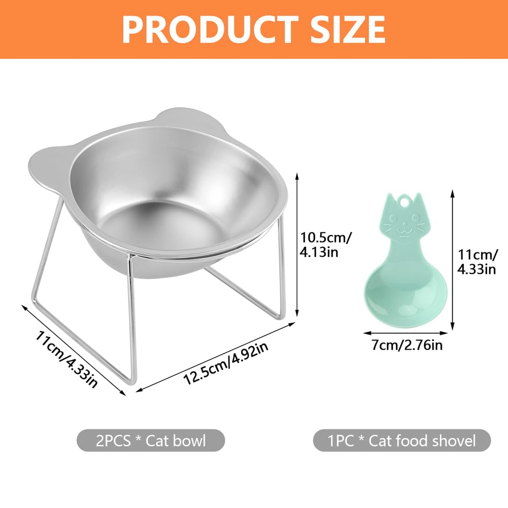 2 Pack Stainless Steel Elevated Cat Bowls Q4643
