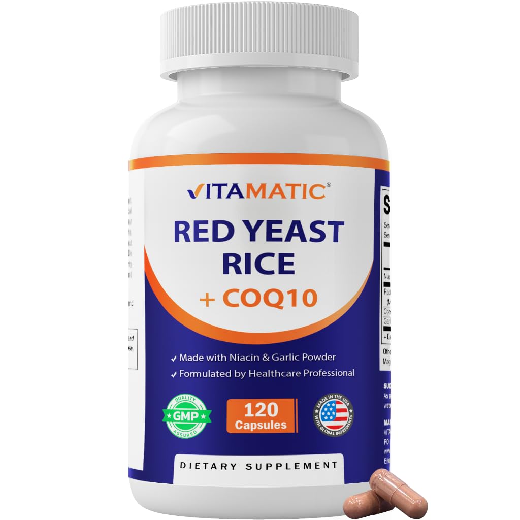 Red Yeast Rice CoQ10 Niacin Garlic 120 Veg Capsules W151