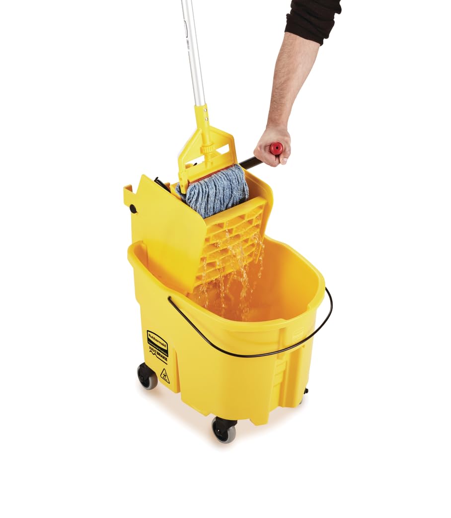 26 Qt. Side-Press Mop Bucket and Wringer Combo on Wheels, Yellow Q3204