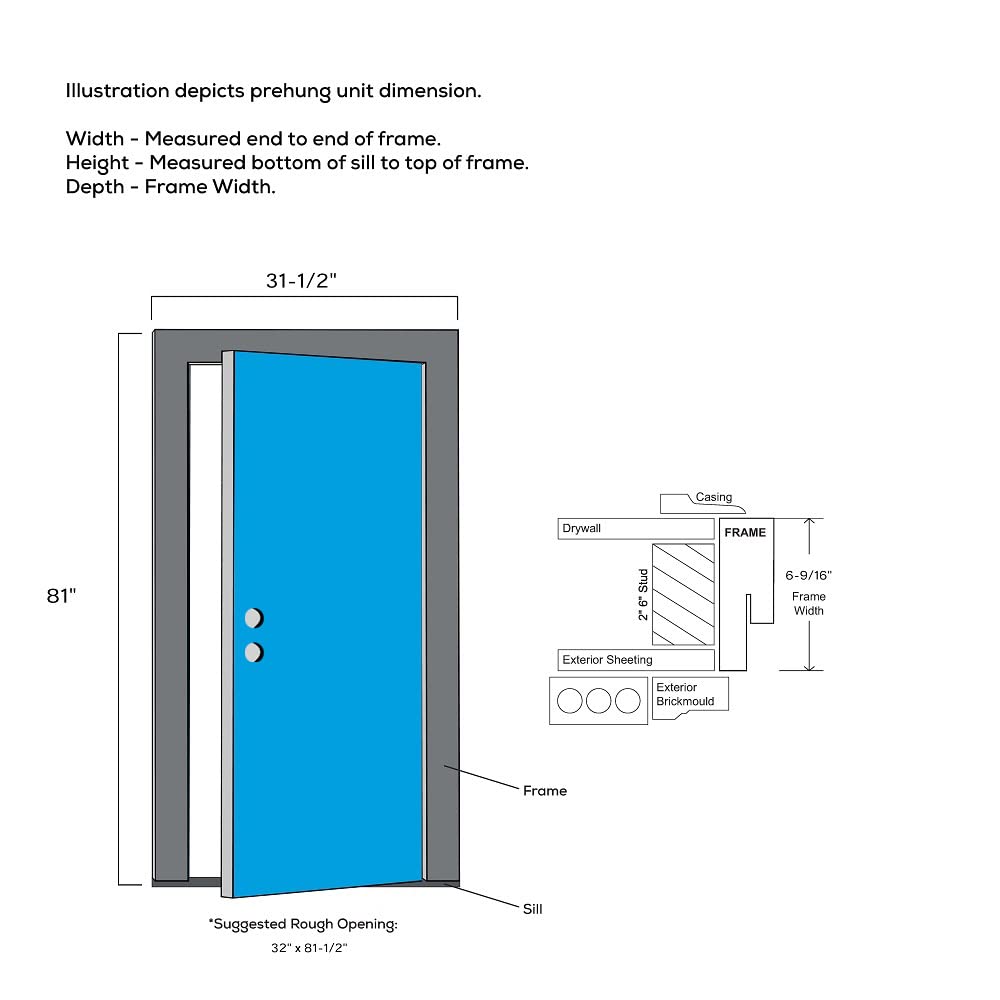 Primed Left Hand Outswing Prehung Door Full Lite Clear Glass 30"x80" Steel R1864