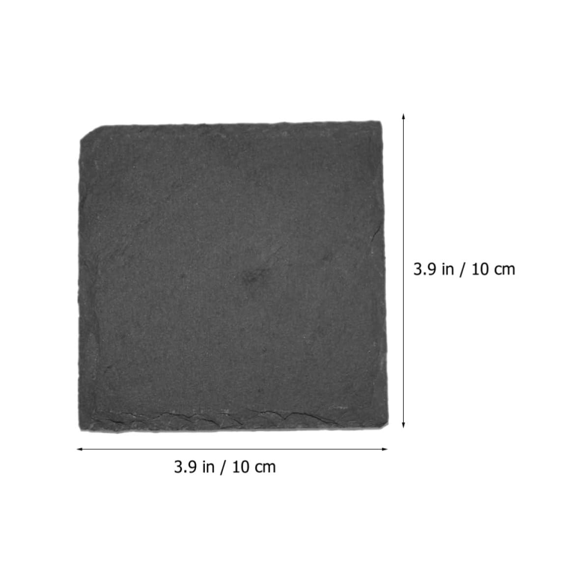 Black 12pcs Natural Stone Coaster Set O46790