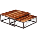 Two Piece Nesting Solid Sheesham Wood Coffee Table Set Z508