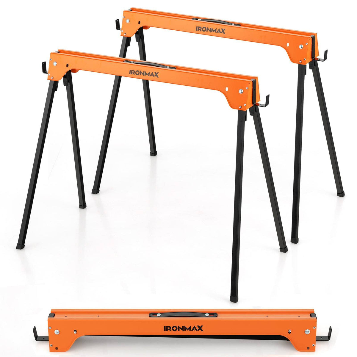 Folding Saw Horses 2 Pack 2644 LBS Capacity with Hooks U523