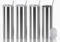 20 Oz Stainless Steel Skinny Tumbler Set, 4 Pack, Silver B897