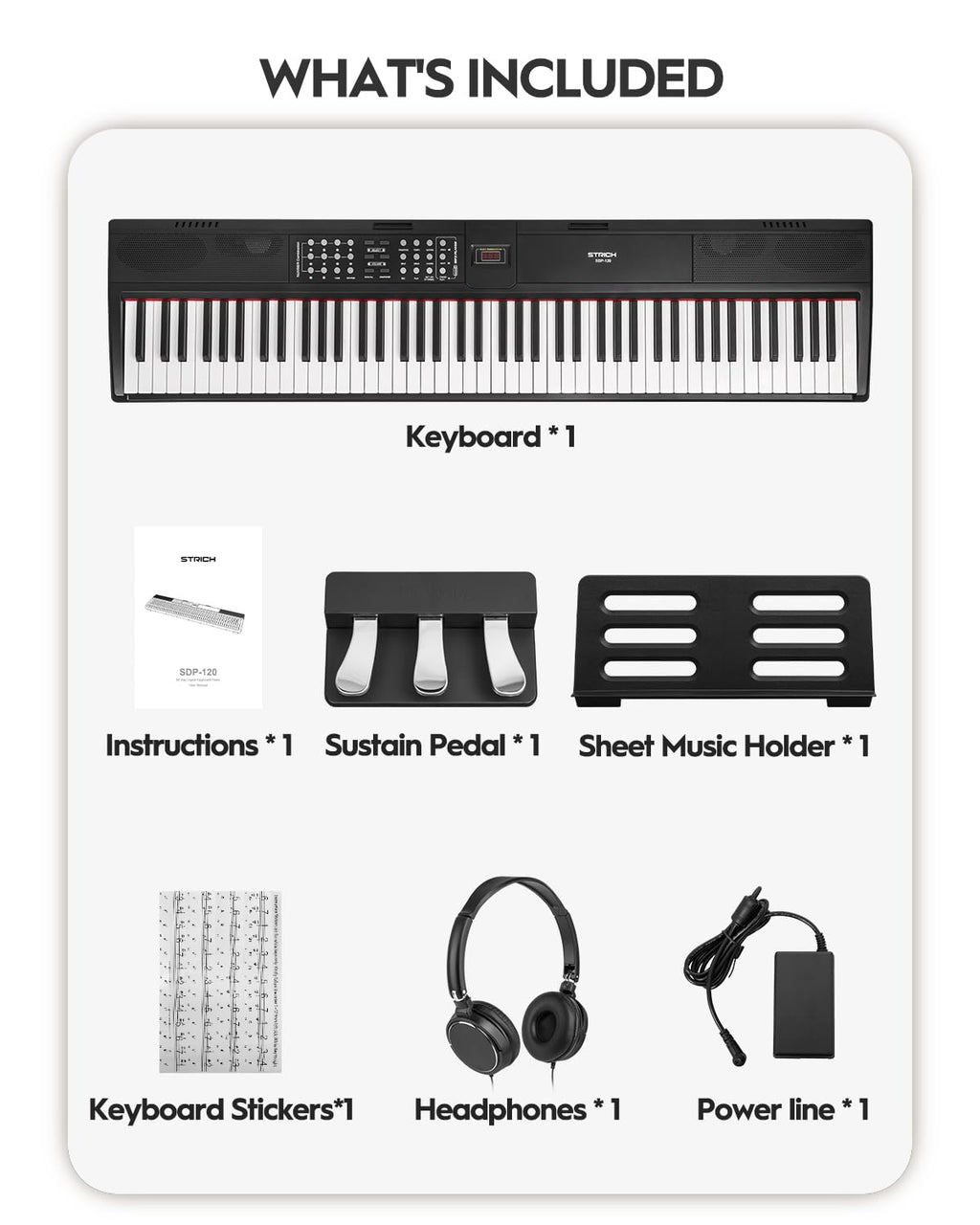 88 Keys Weighted Hammer-Action Digital Piano with Sustain Pedal H644054