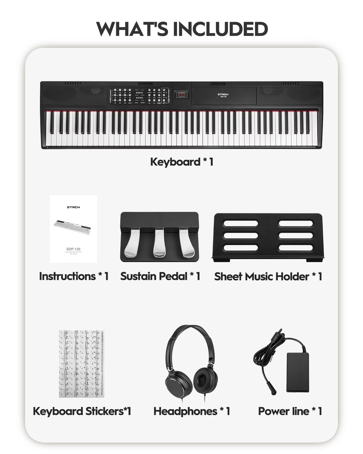 88 Keys Weighted Hammer-Action Digital Piano with Sustain Pedal H644054