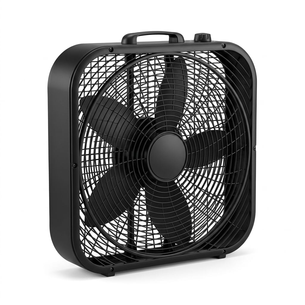 20 Inch 3 Speeds Black Box Fan with Steel Frame C84915