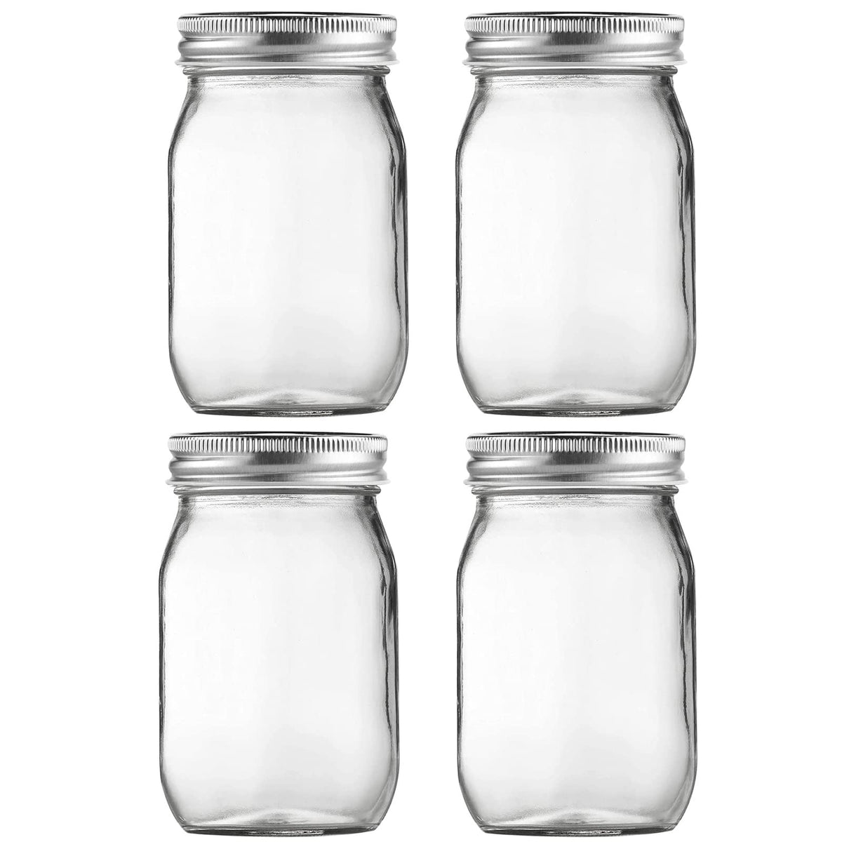 16oz Regular Mouth Glass Mason Jars with Airtight Lids, 4 Pack Z738125