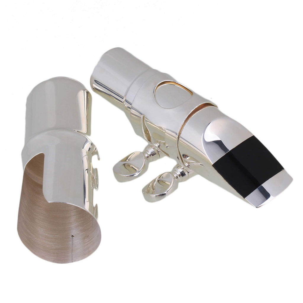 Silver Brass Alto Saxophone Mouthpiece with Cap Ligature S1083