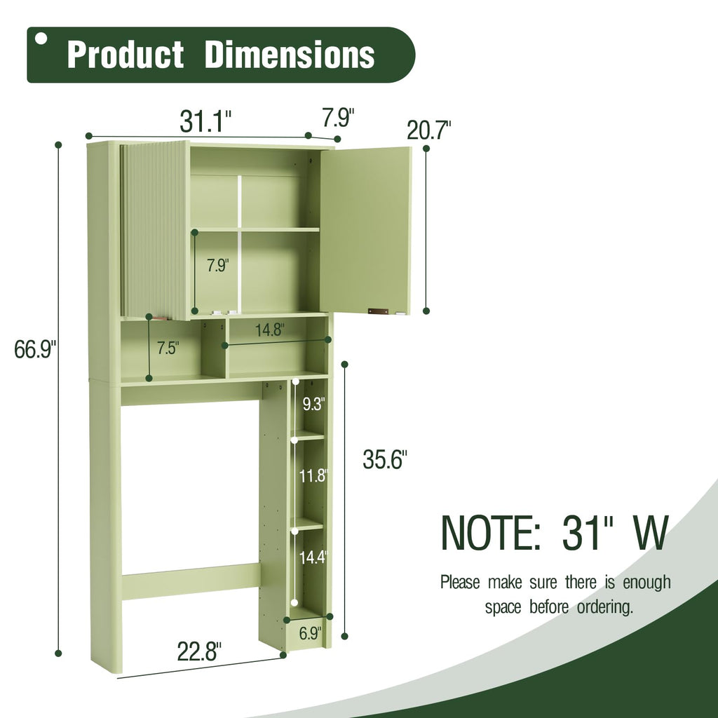 Green Over the Toilet Storage Cabinet with Adjustable Shelf N471