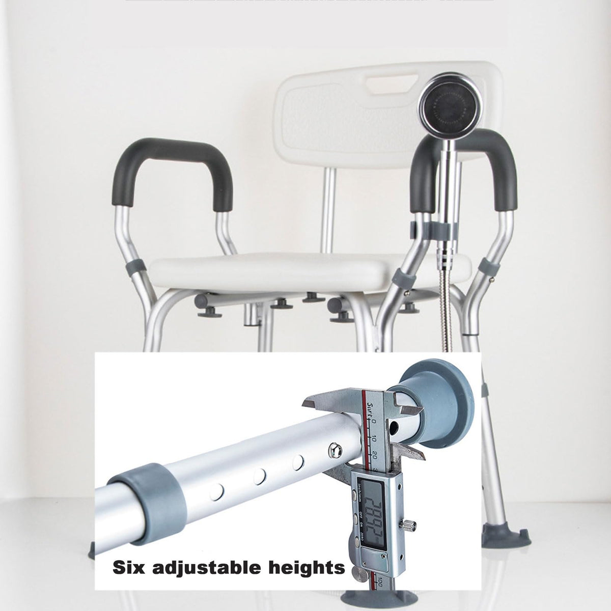 Heavy Duty Shower Chair with Arms Back Padded Adjustable Non-Slip J126906