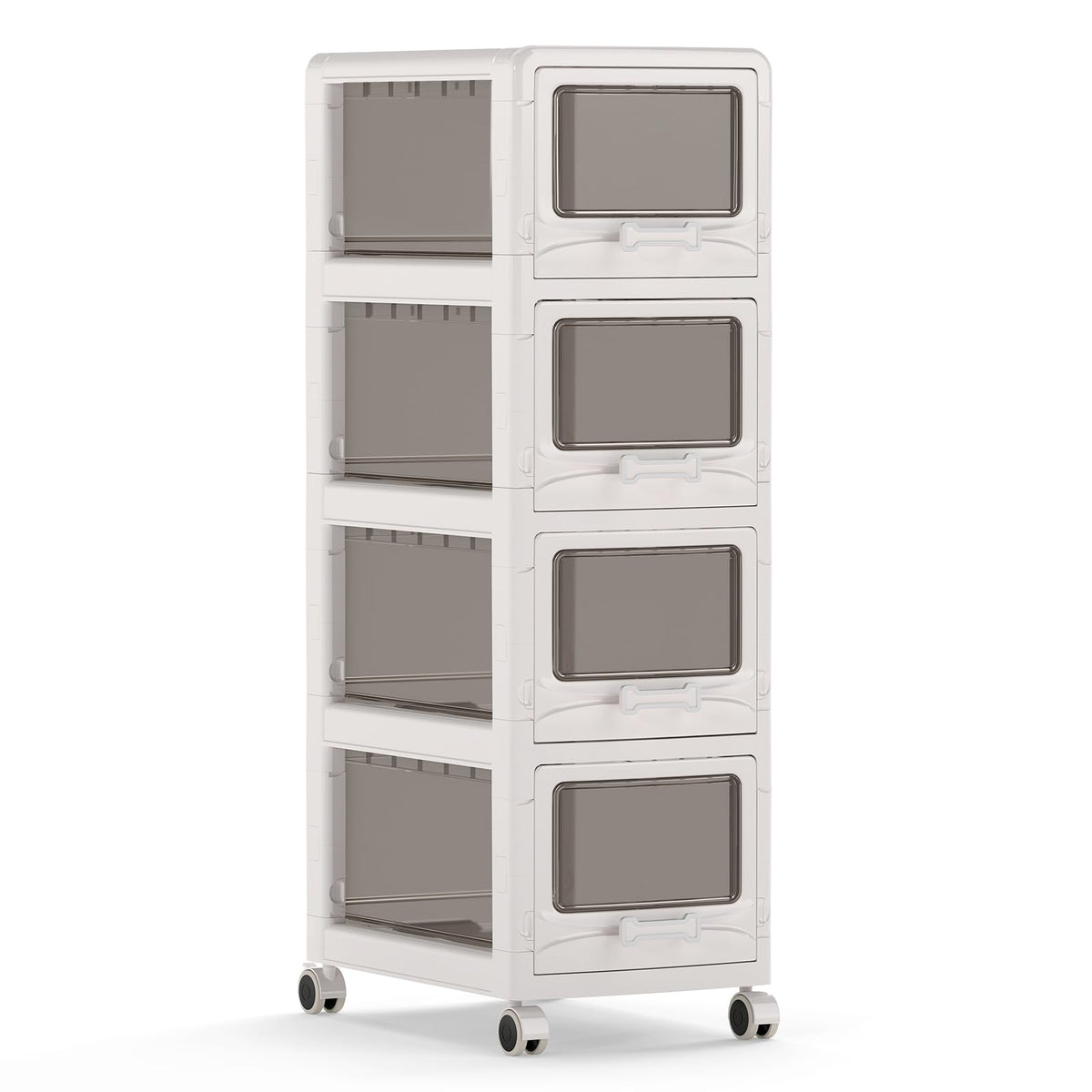 4 Tier Plastic Storage Organizer with Lockable Wheels L797334
