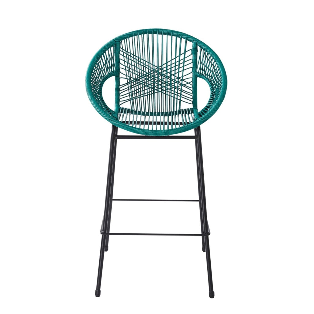 Faux Wicker PE Rattan Bar Stools Set of 2 Teal V4360