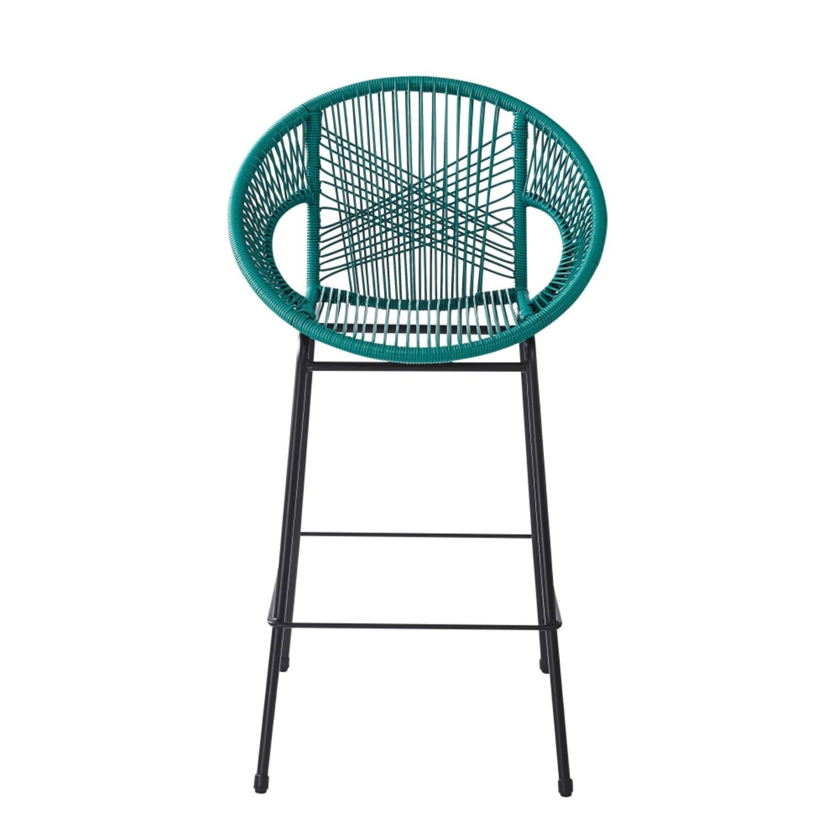 Faux Wicker PE Rattan Bar Stools Set of 2 Teal V4360