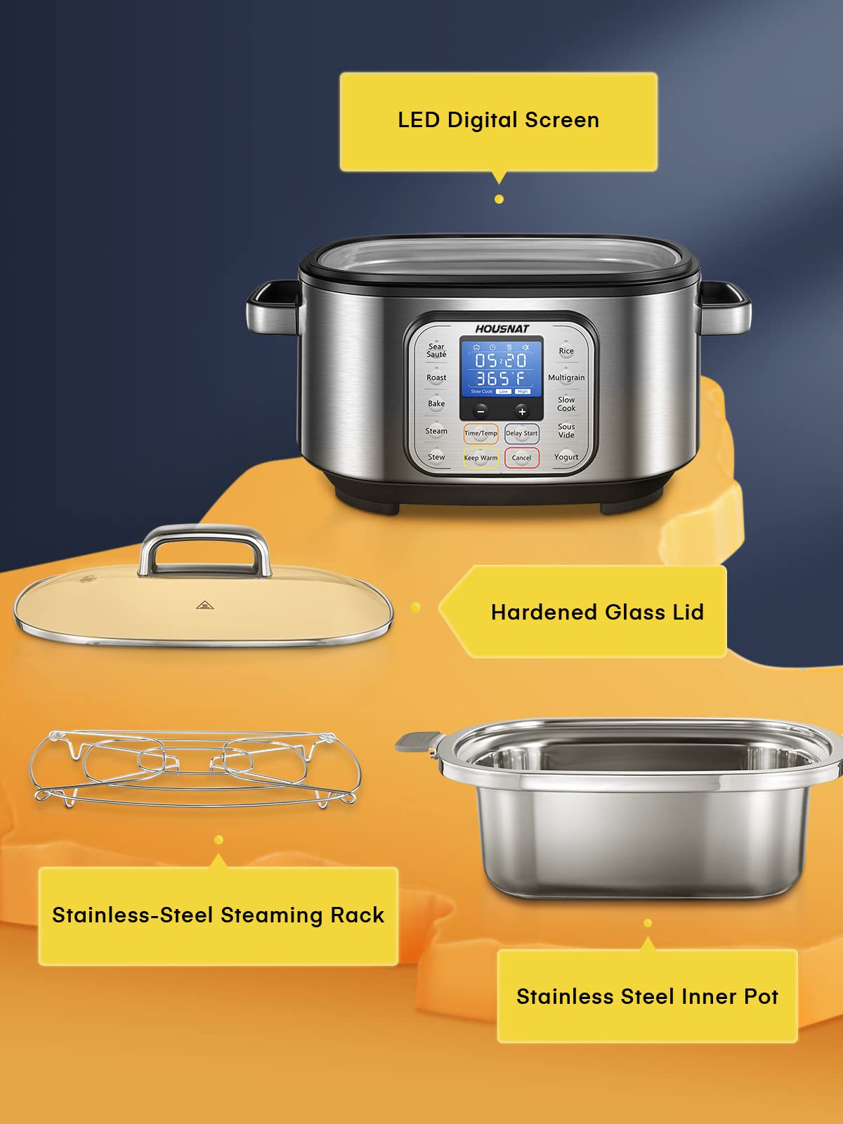 6 Quart Programmable Stainless Steel Slow Cooker L8502