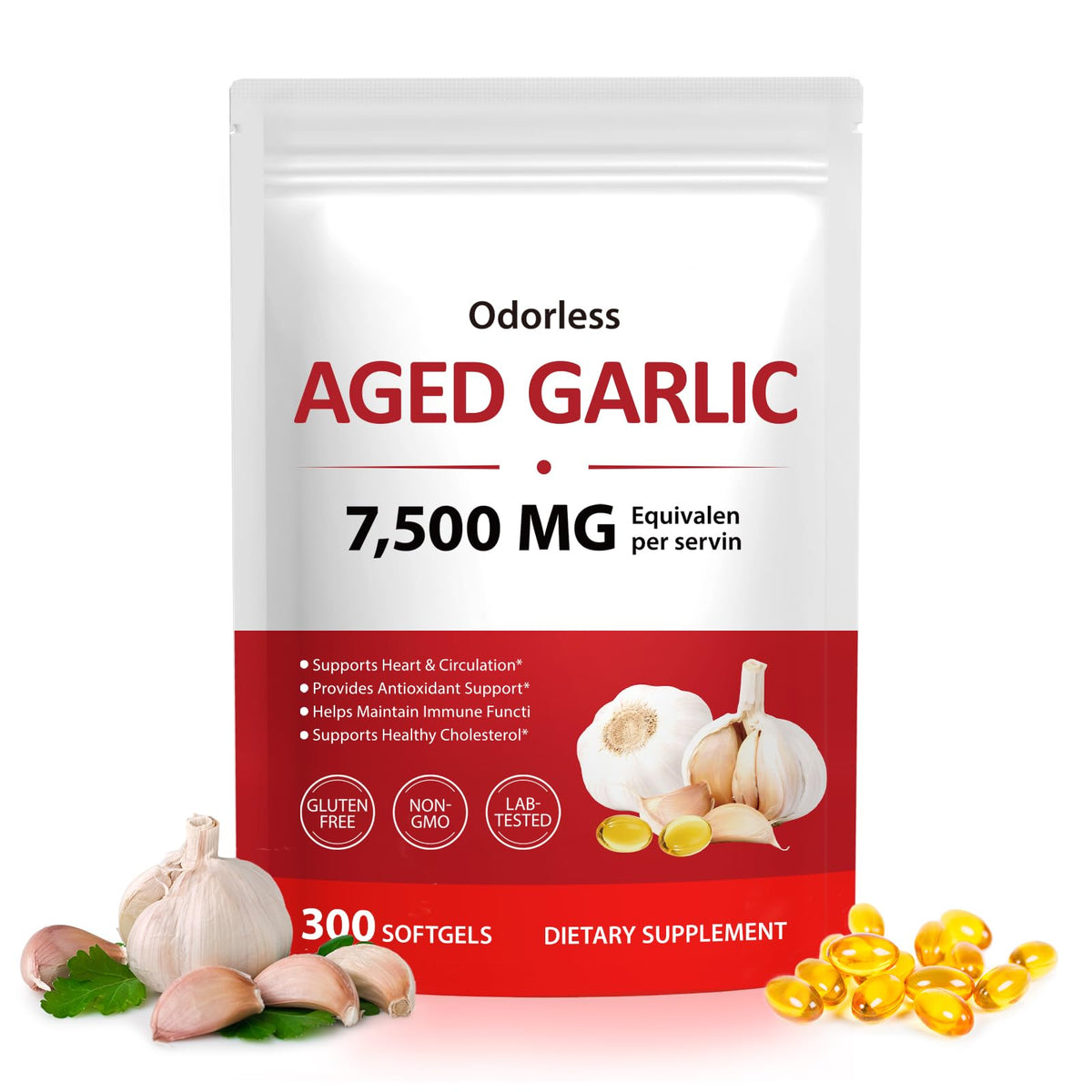 Odorless Garlic Softgels 7500mg 300 Softgels F7293