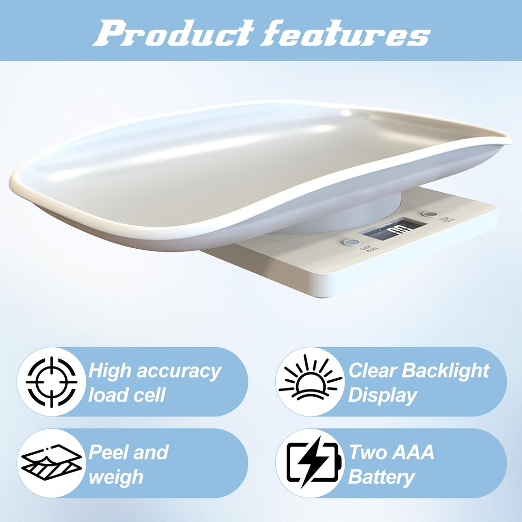 Digital Pet Scale for Small Animal, LED Display, Measures Up to 15kg, White K34947