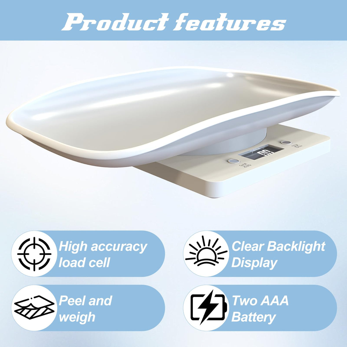 Digital Pet Scale for Small Animal, LED Display, Measures Up to 15kg, White K34947