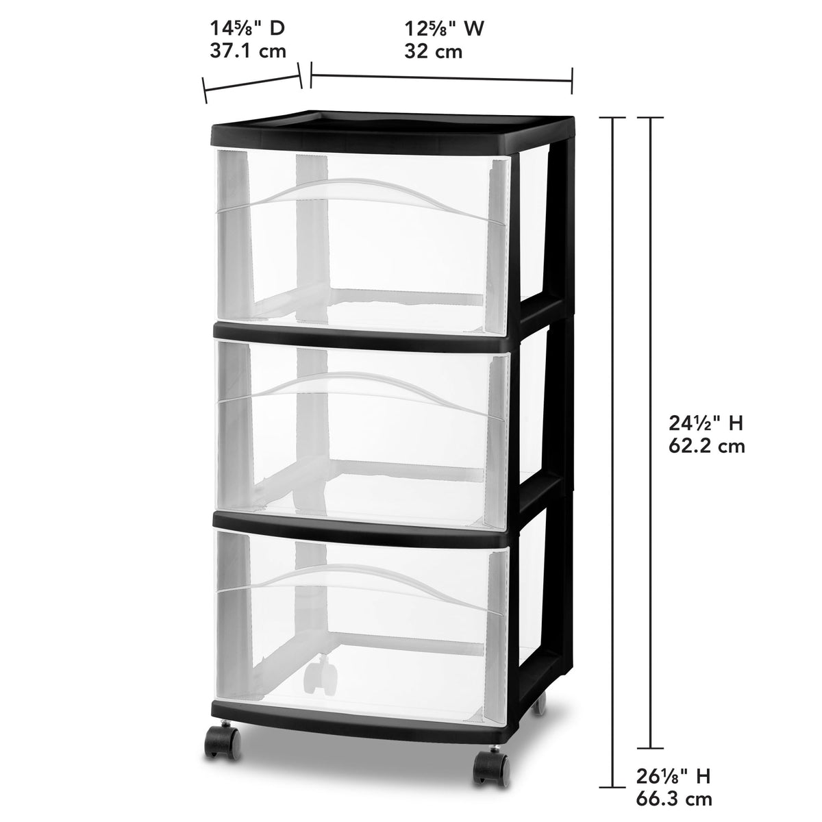 3-Drawer Cart with Wheels, 2-Pack M594