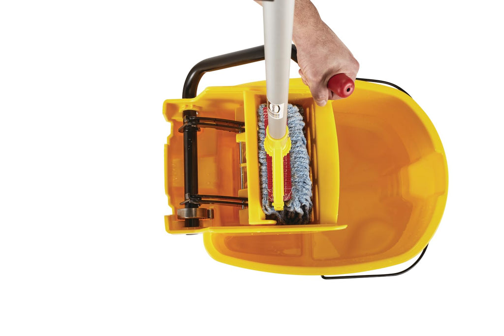 26 Qt. Side-Press Mop Bucket and Wringer Combo on Wheels, Yellow Q3204