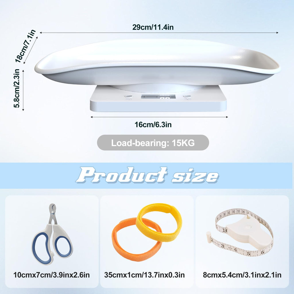 Digital Pet Scale for Small Animal, LED Display, Measures Up to 15kg, White K34947