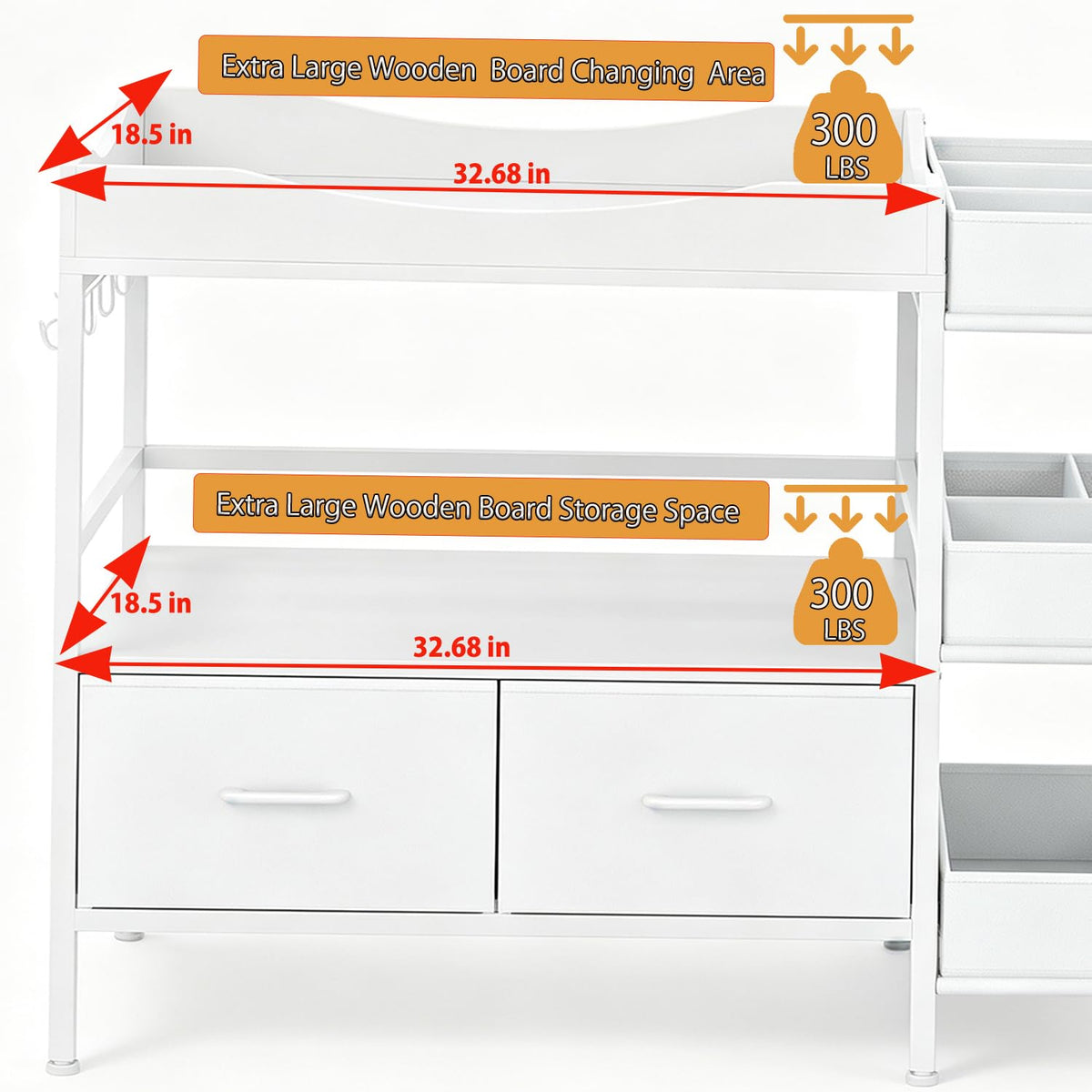 White Baby Changing Table with Storage M5059