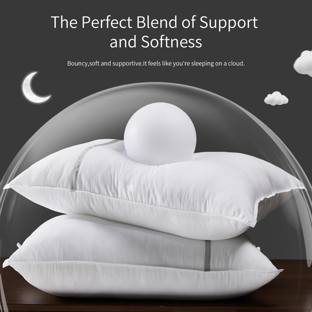 Queen Size Set of 2 Medium Firm Down Alternative Bed Pillows V751