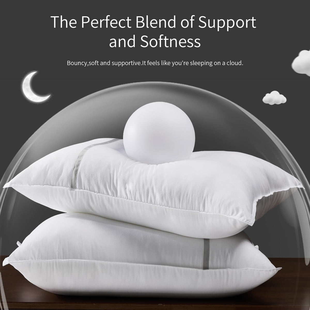 Queen Size Set of 2 Medium Firm Down Alternative Bed Pillows V751