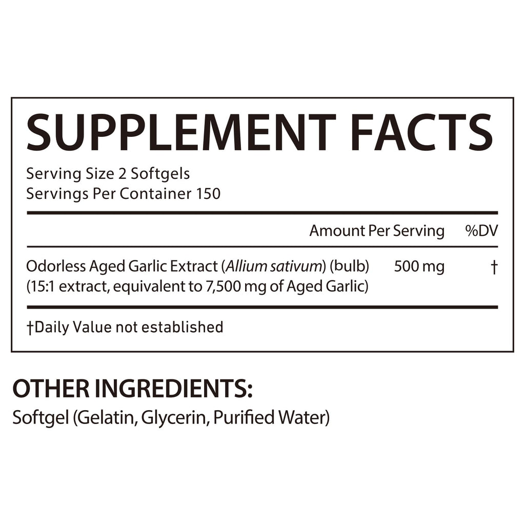 Odorless Garlic Softgels 7500mg 300 Softgels F7293