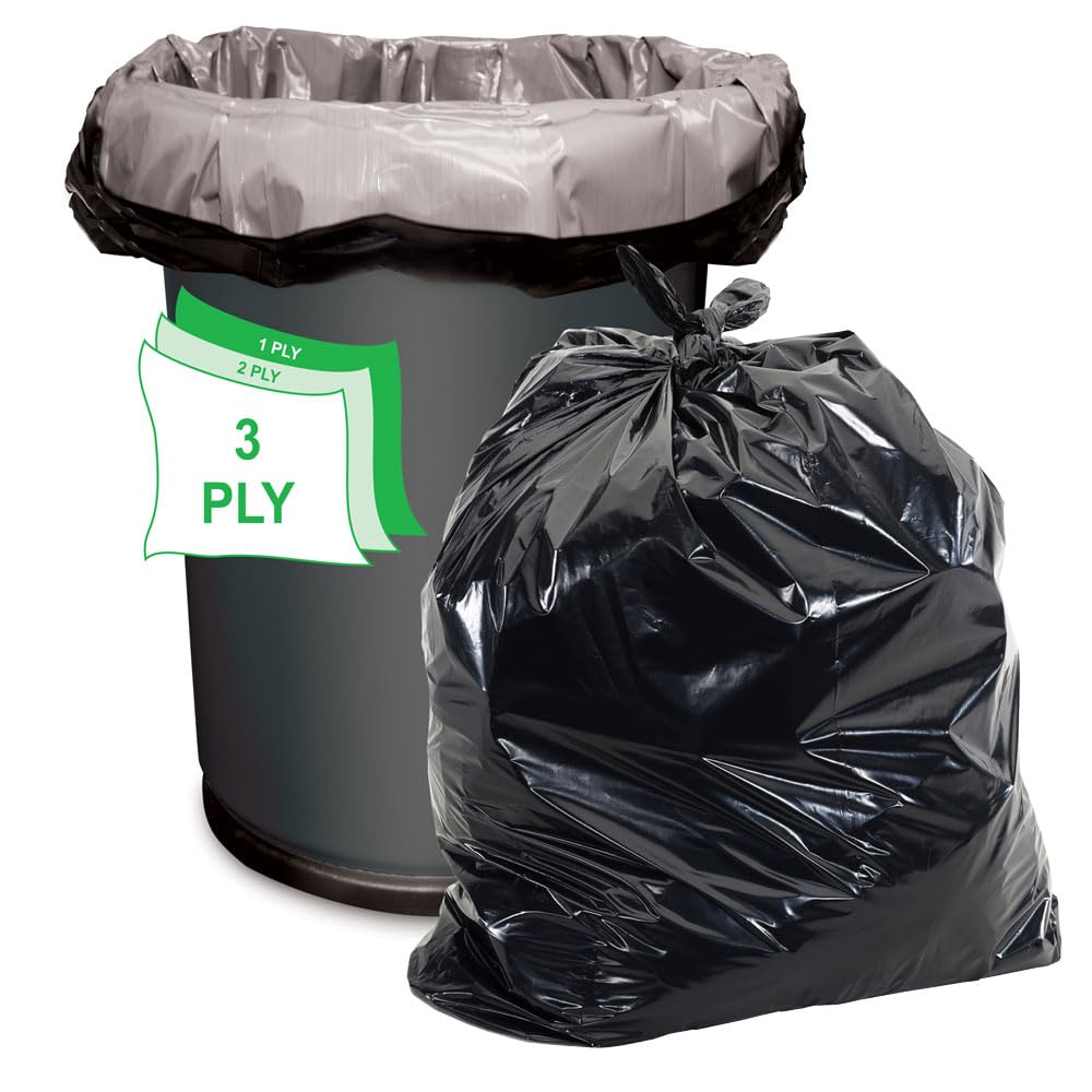 44 Gallon Black Heavy Duty Trash Bags Pack of 100 I516939