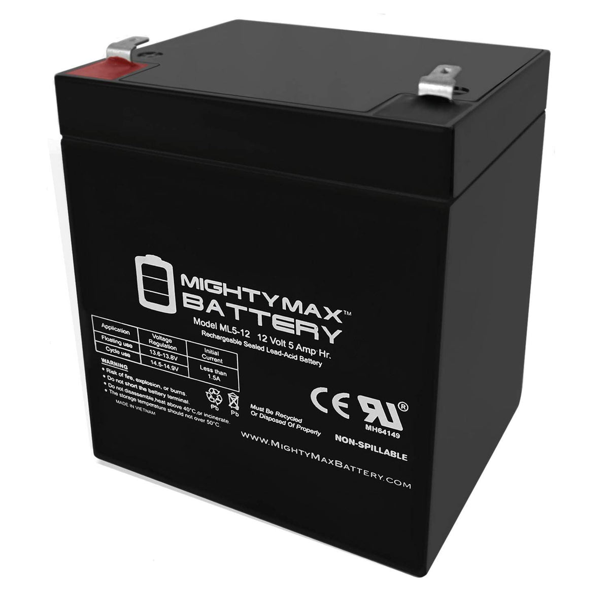 12 Volt 5 AH Rechargeable SLA AGM Battery Z498516