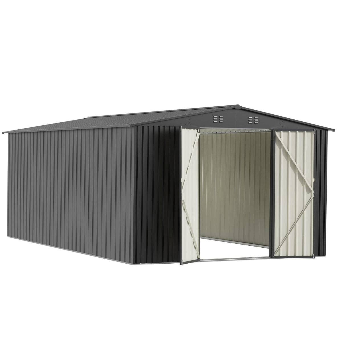10X14 FT Metal Outdoor Storage Shed with Lockable Doors U136578