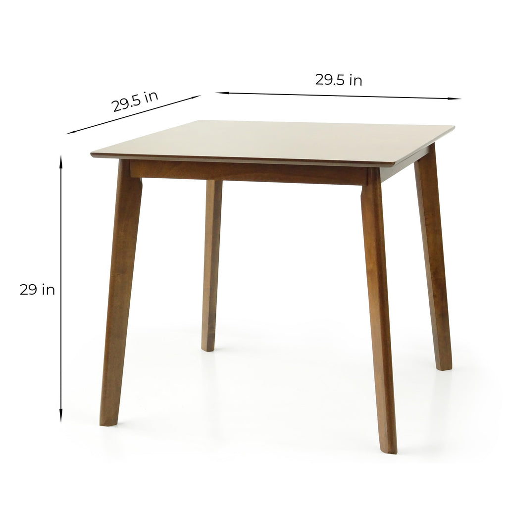 Set of 3 Square Dining Table and 2 Side Chairs Solid Wood Padded Seat Medium Brown A254