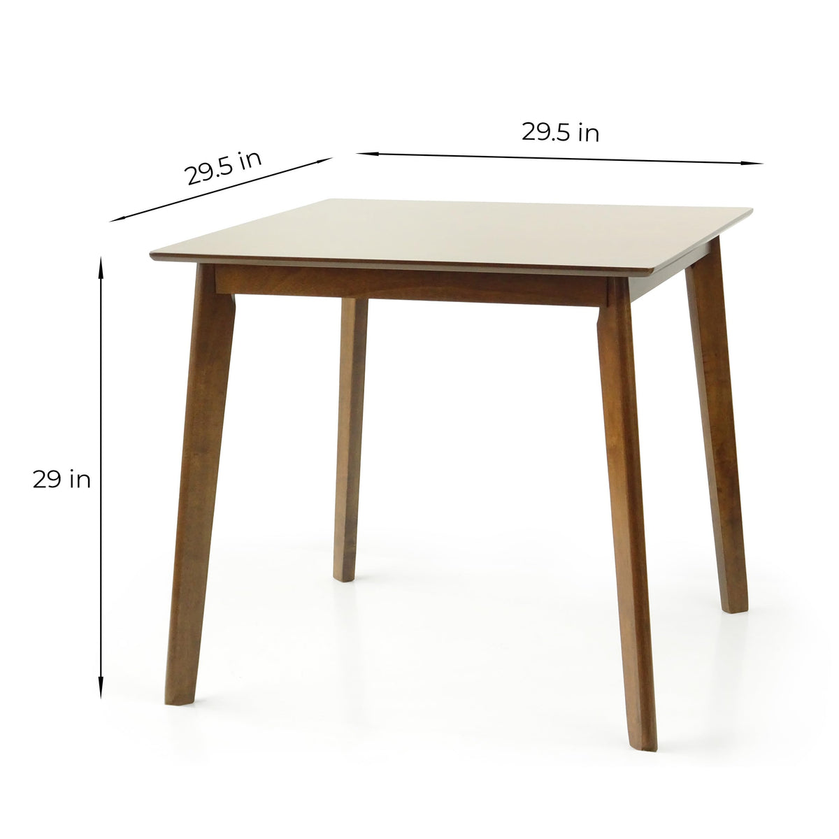 Set of 3 Square Dining Table and 2 Side Chairs Solid Wood Padded Seat Medium Brown A254