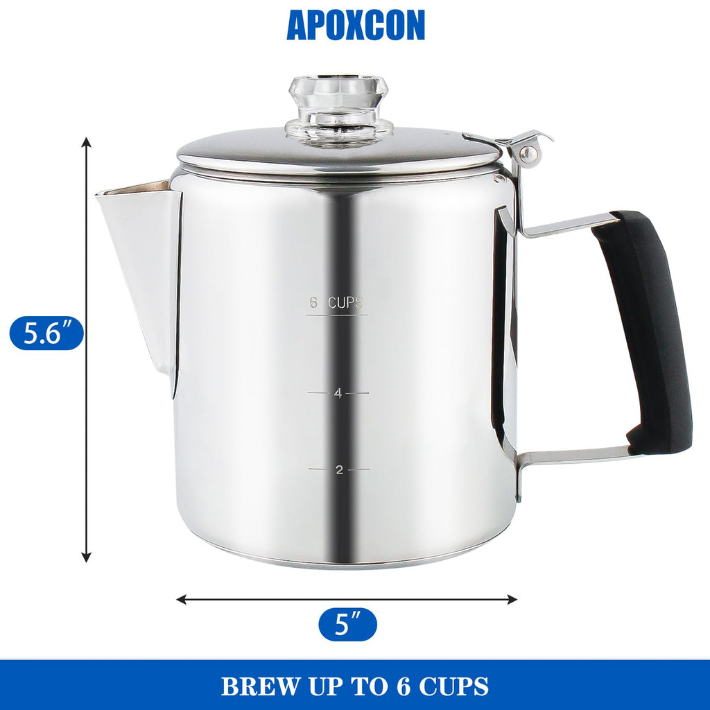 Stainless Steel Stove Top Percolator Coffee Pot 6 Cup C926