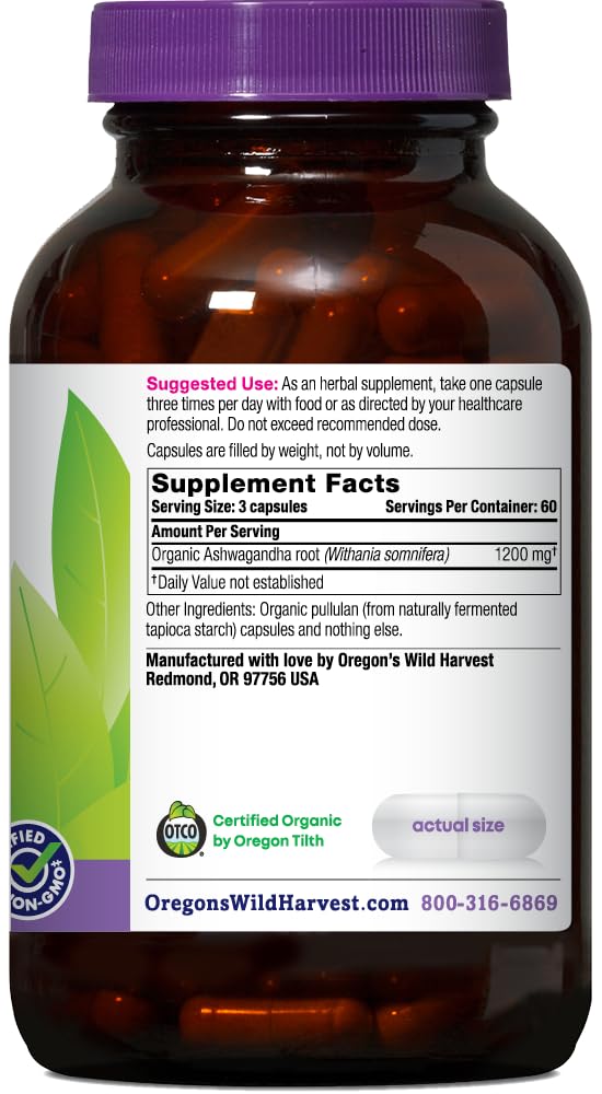 Organic Ashwagandha Herbal Supplements 180 Count E237339
