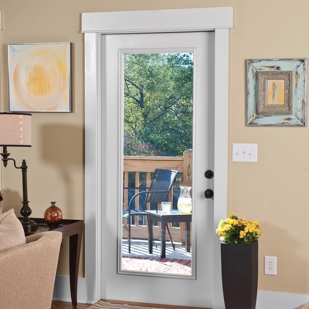 Primed Left Hand Outswing Prehung Door Full Lite Clear Glass 30"x80" Steel R1864