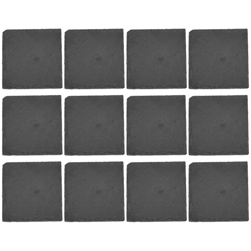 Black 12pcs Natural Stone Coaster Set O46790