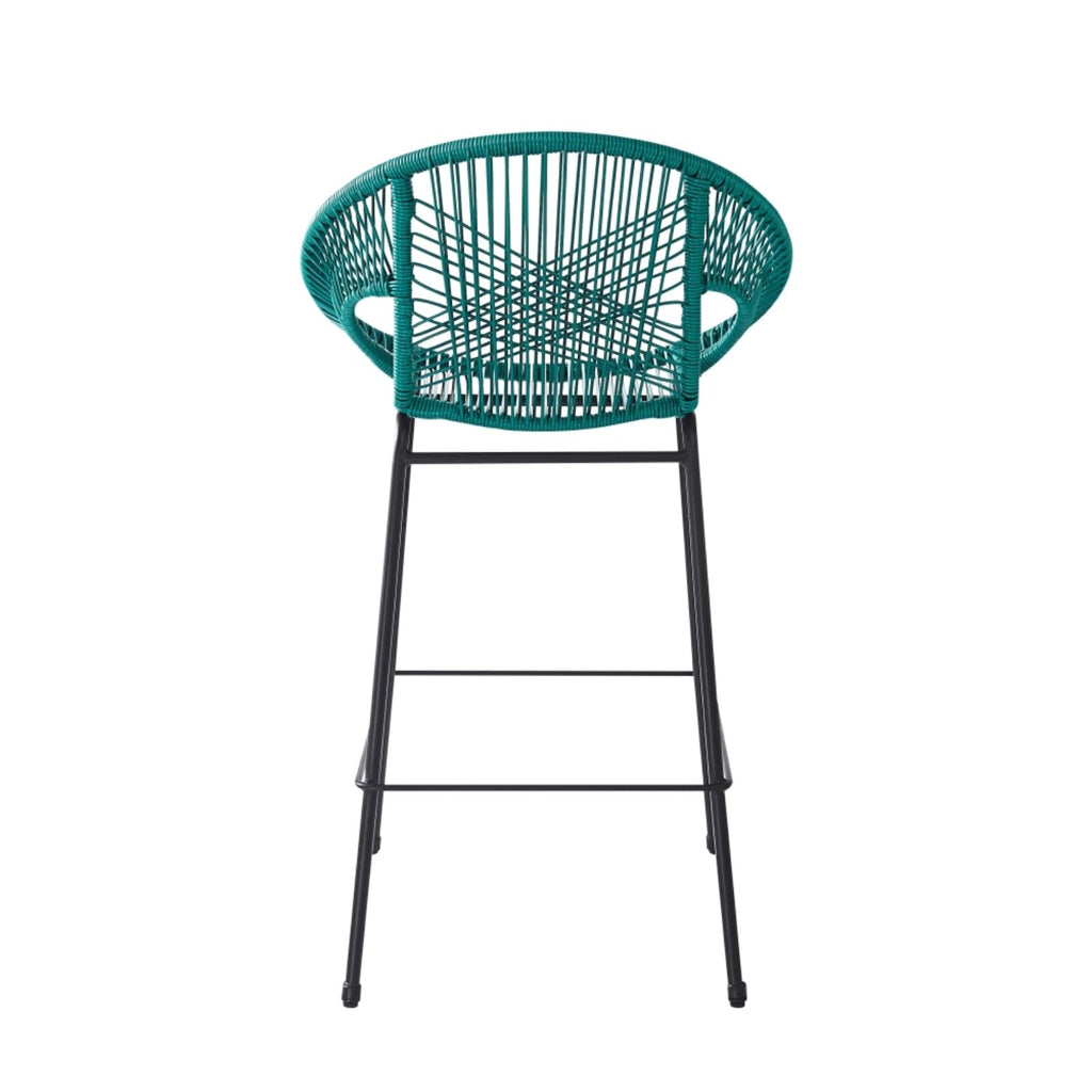 Faux Wicker PE Rattan Bar Stools Set of 2 Teal V4360