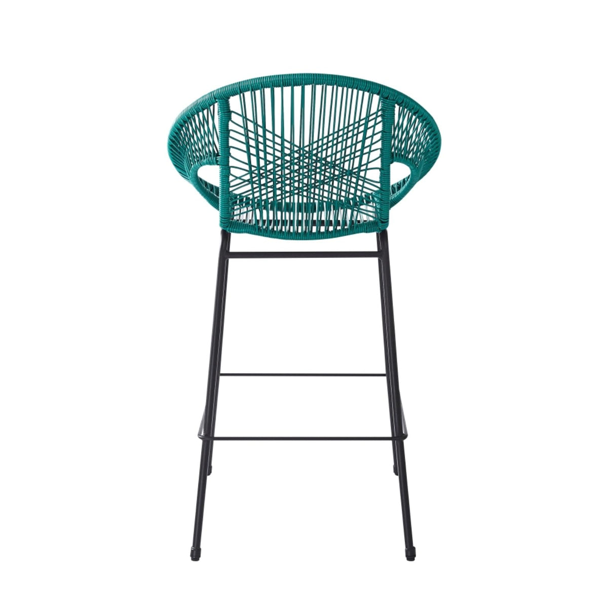 Faux Wicker PE Rattan Bar Stools Set of 2 Teal V4360