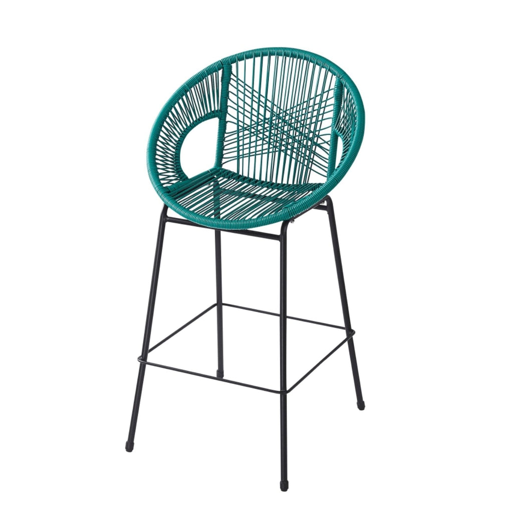Faux Wicker PE Rattan Bar Stools Set of 2 Teal V4360