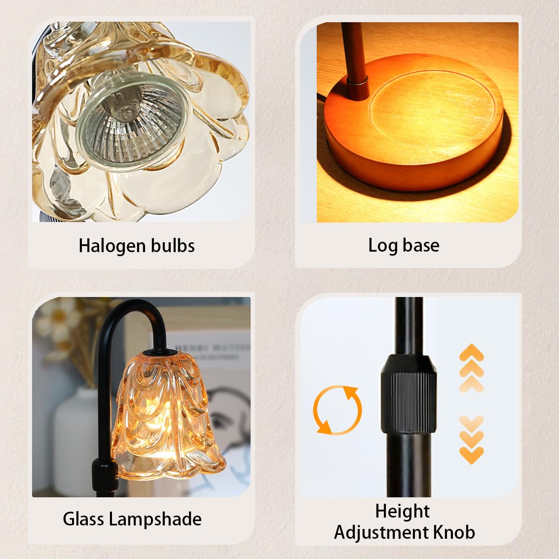 Candle Warmer Lamp with Timer Dimmer Adjustable Height Black R680146