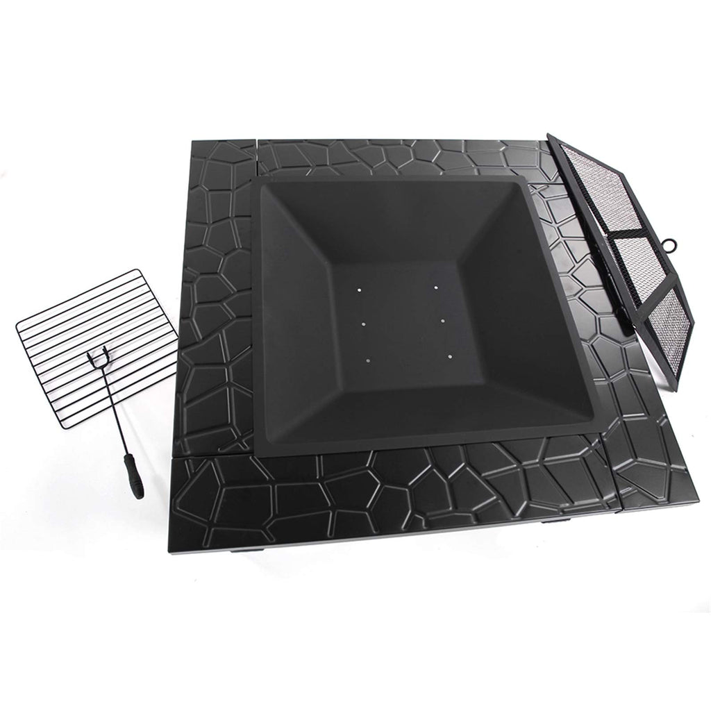 32 Inch Black Metal Wood Burning Fire Pit Q222