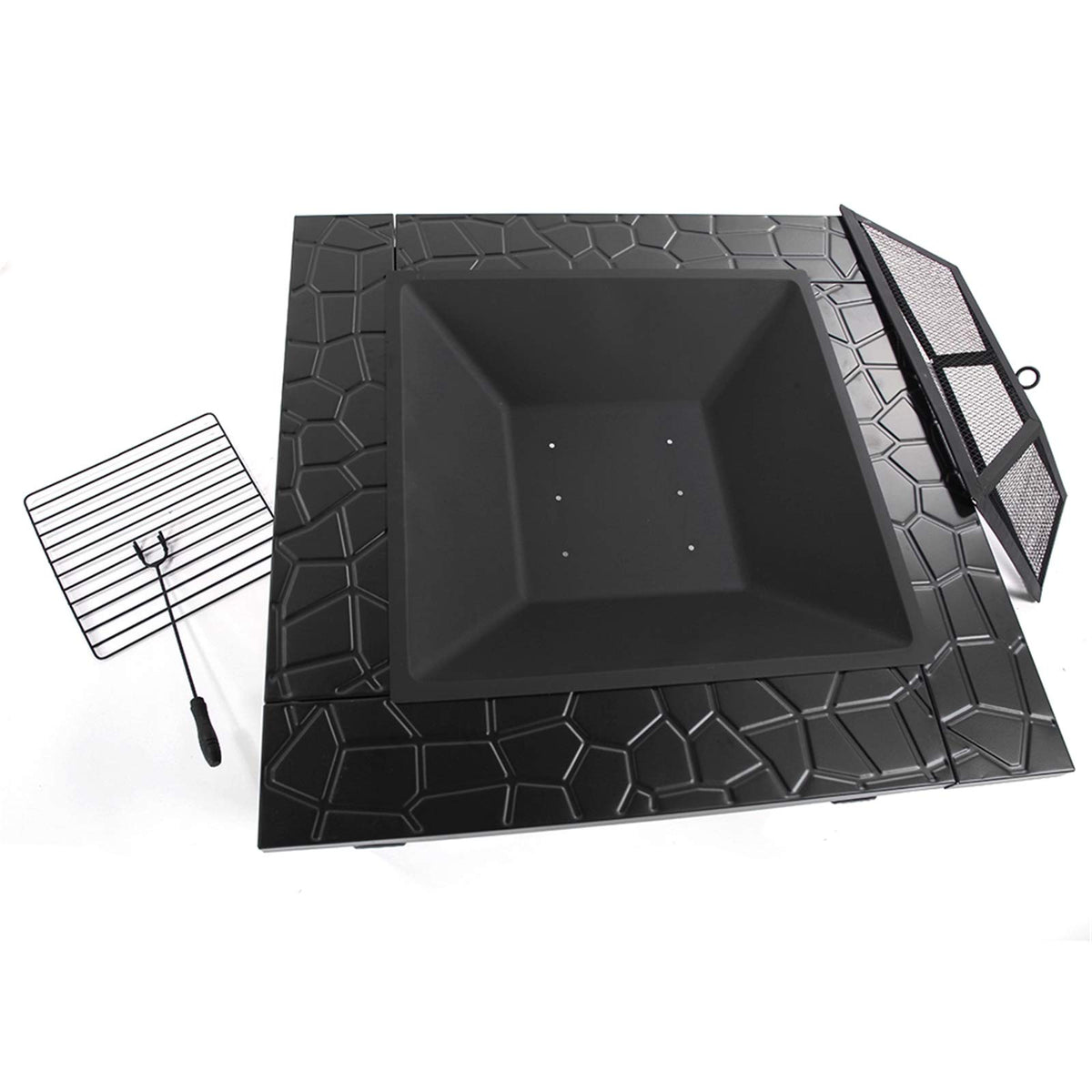 32 Inch Black Metal Wood Burning Fire Pit Q222