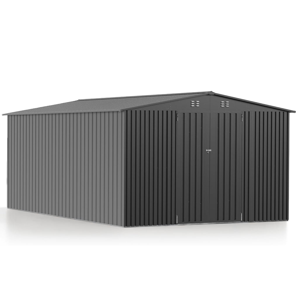 10X14 FT Metal Outdoor Storage Shed with Lockable Doors U136578