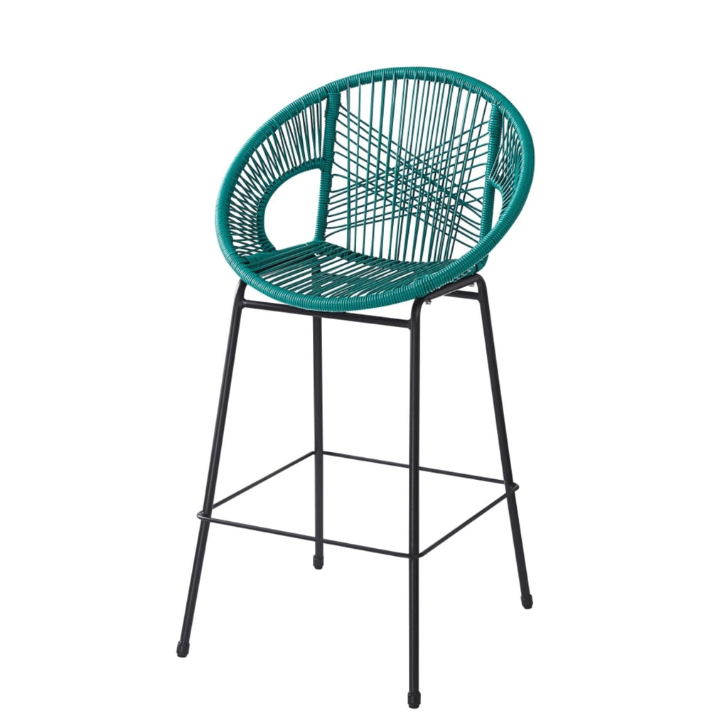 Faux Wicker PE Rattan Bar Stools Set of 2 Teal V4360