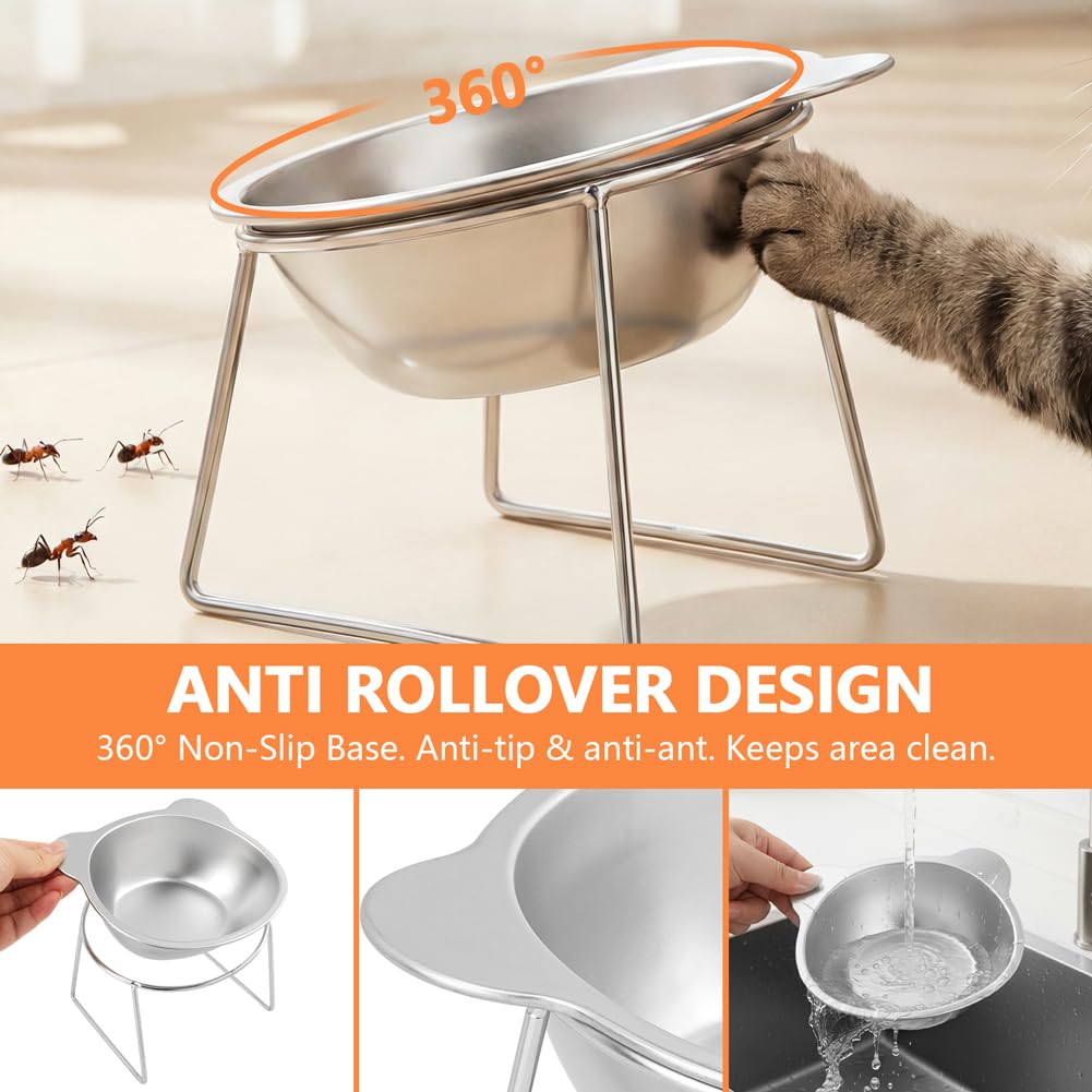 2 Pack Stainless Steel Elevated Cat Bowls Q4643