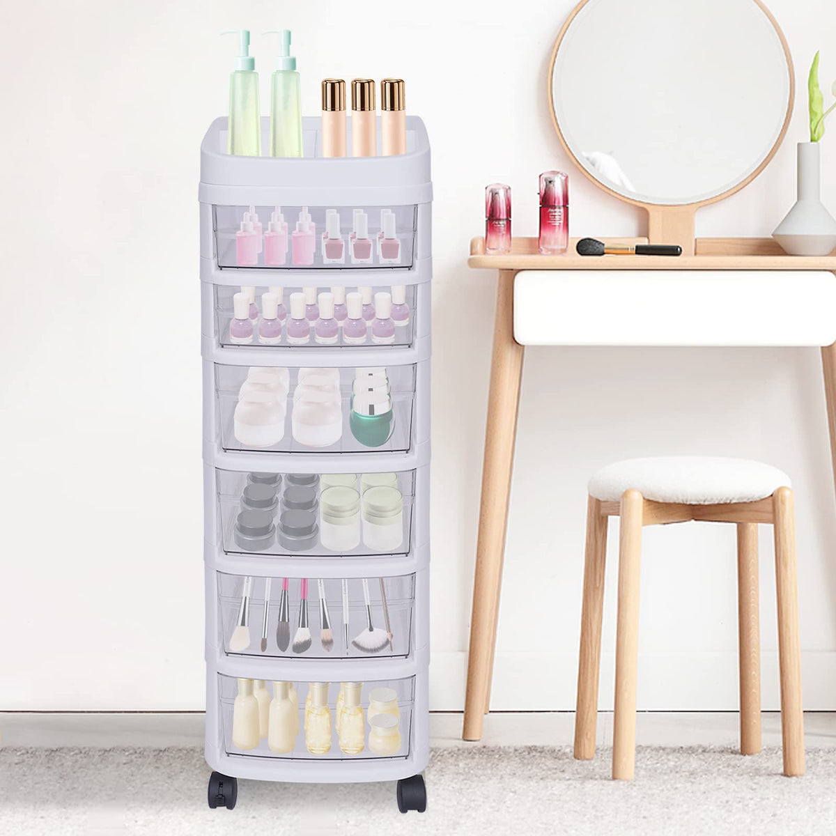 6 Drawer Rolling Storage Cart with Wheels E5177